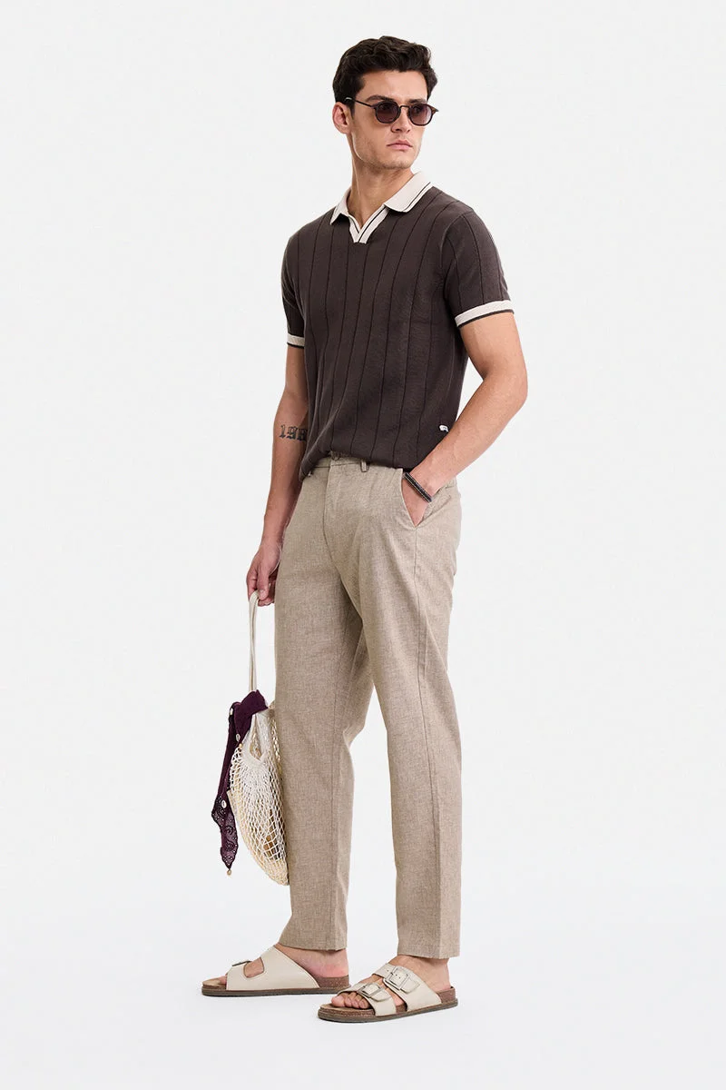 SNITCH Brown Brown Textured Relaxed Trousers for Men | Best Price UAE