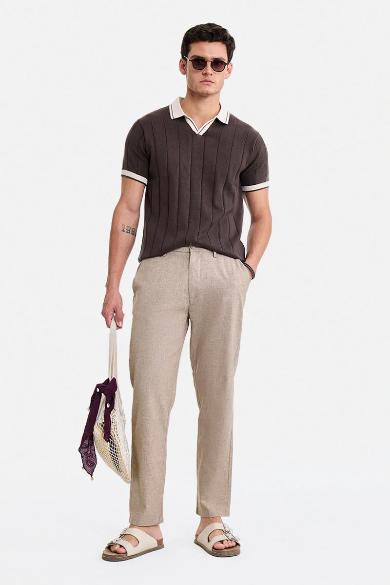 SNITCH Brown Textured Relaxed Trousers