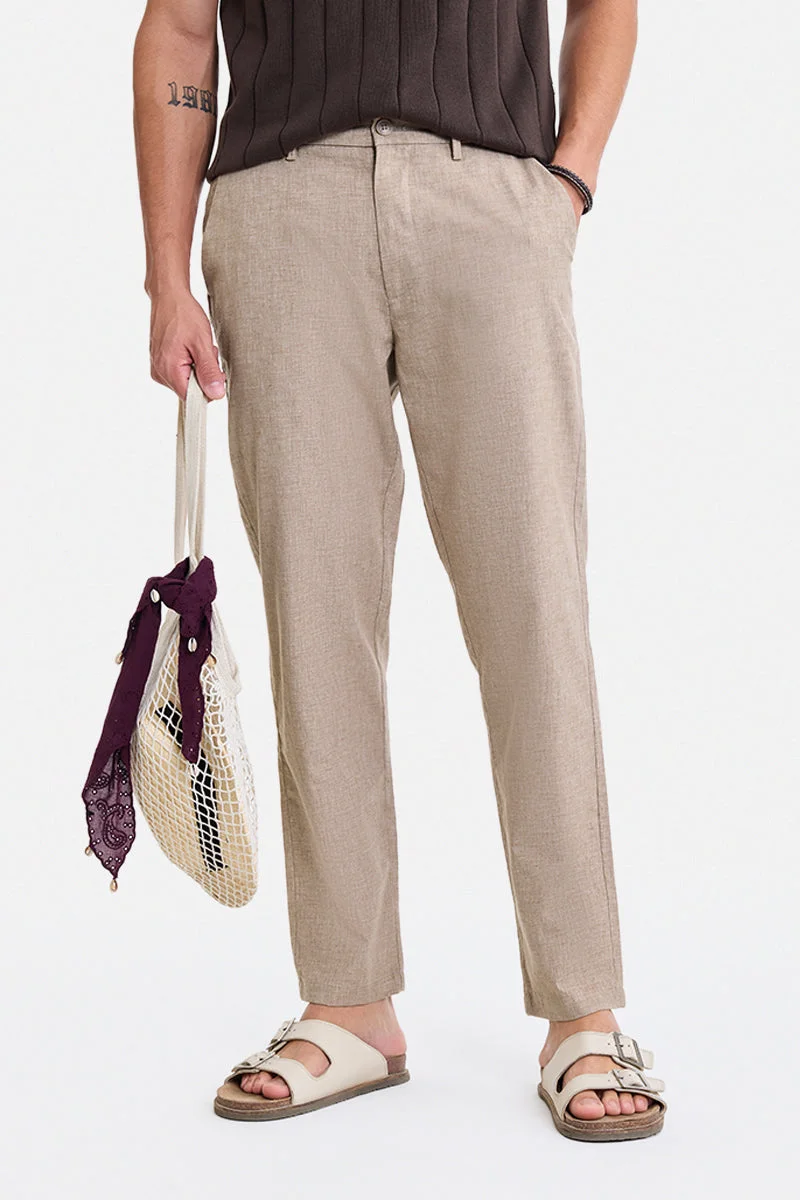 SNITCH Brown Textured Relaxed Trousers