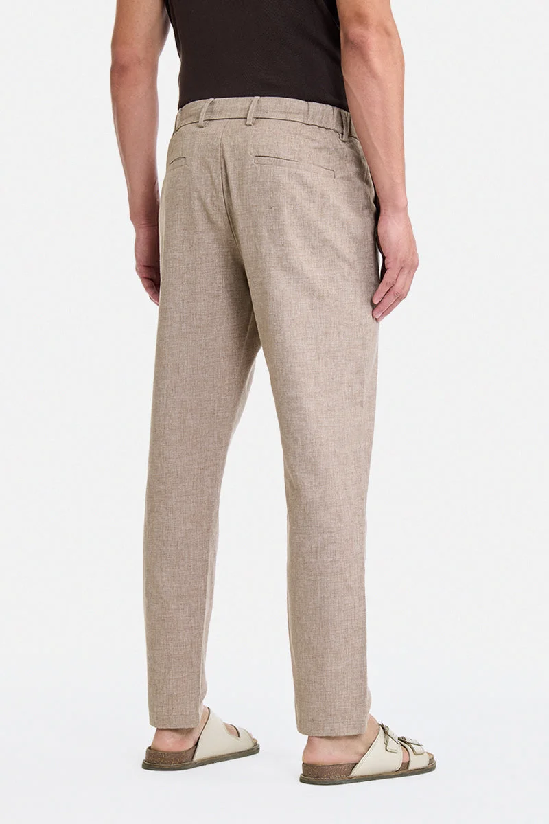 SNITCH Brown Brown Textured Relaxed Trousers for Men | Best Price UAE