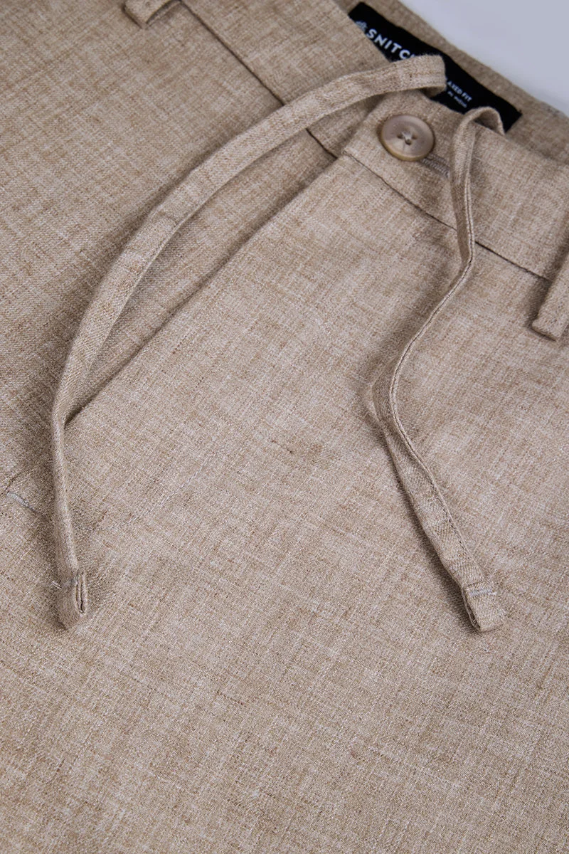 SNITCH Brown Brown Textured Relaxed Trousers for Men | Best Price UAE