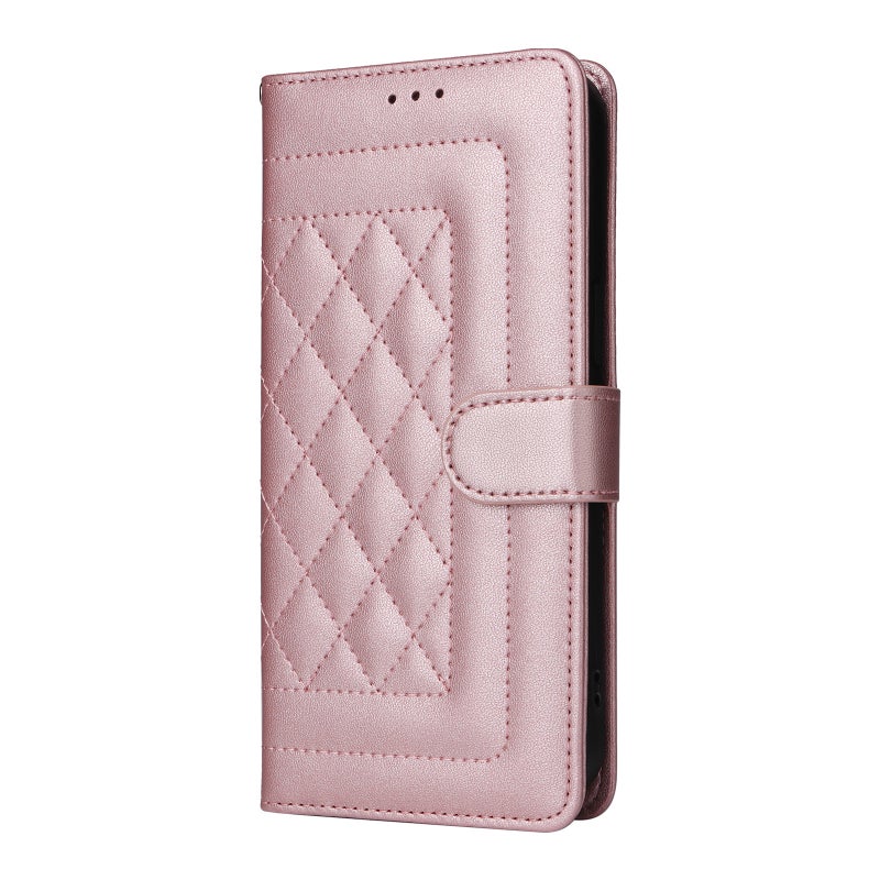 HuHa Protective Cover For Xiaomi 14 5G Diamond Lattice Leather Flip Phone Case(Rose Gold) - Image 2