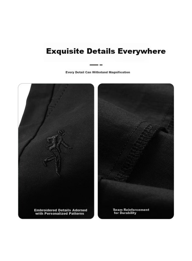Dancing Wolves Easy Care Tapered Pants With Elastic Waistband Men's Casual Pants 001 Black 54/xl - Image 2