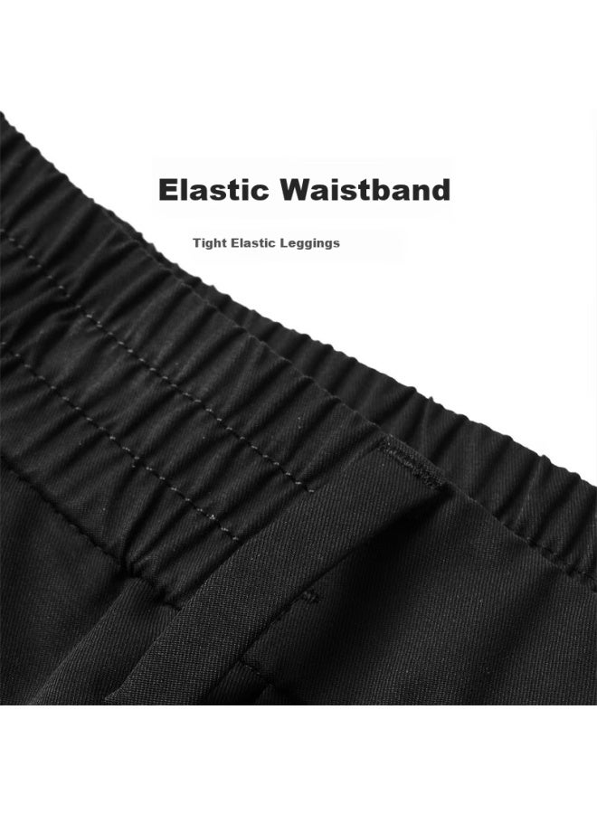 Dancing Wolves Easy Care Tapered Pants With Elastic Waistband Men's Casual Pants 001 Black 54/xl - Image 4