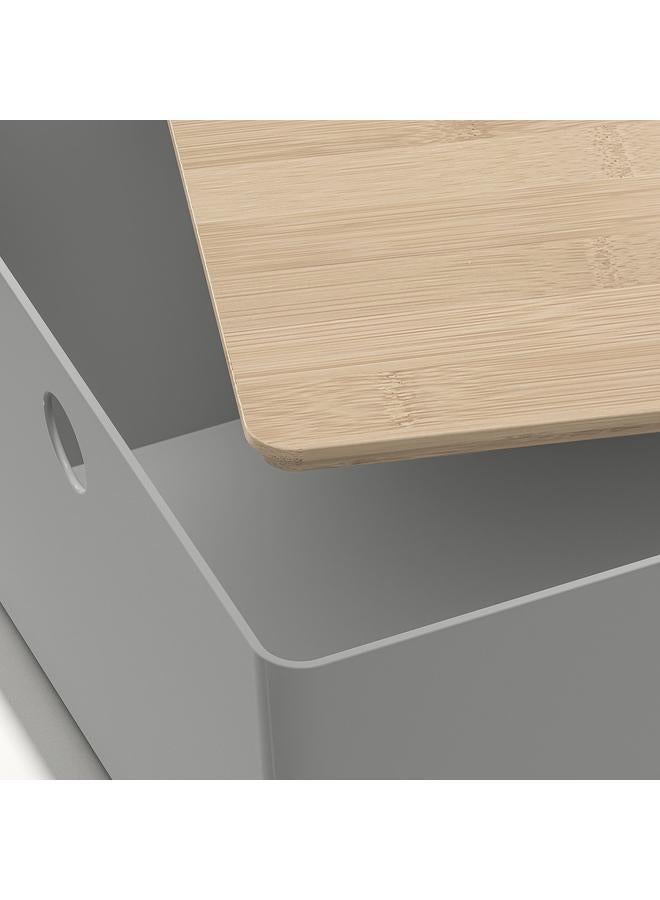 زبون صندوق مع غطاء، رمادي فاتح/خيزران، 26x35x15 سم - Image 4