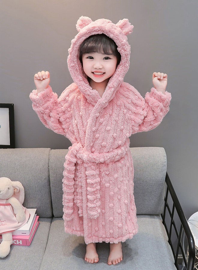 Hanayo Kids Bath Robe Winter Nightgown Cute Bathrobe for Girls & Boys Unisex Bathrobe Long Sleeve Sleepwear Robe Casual Pajamas Perfect for Toddler Everyday Use(Pink,140) - Image 2