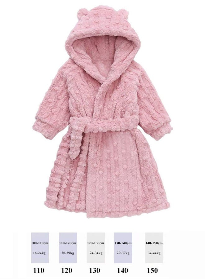 Hanayo Kids Bath Robe Winter Nightgown Cute Bathrobe for Girls & Boys Unisex Bathrobe Long Sleeve Sleepwear Robe Casual Pajamas Perfect for Toddler Everyday Use(Pink,140) - Image 5