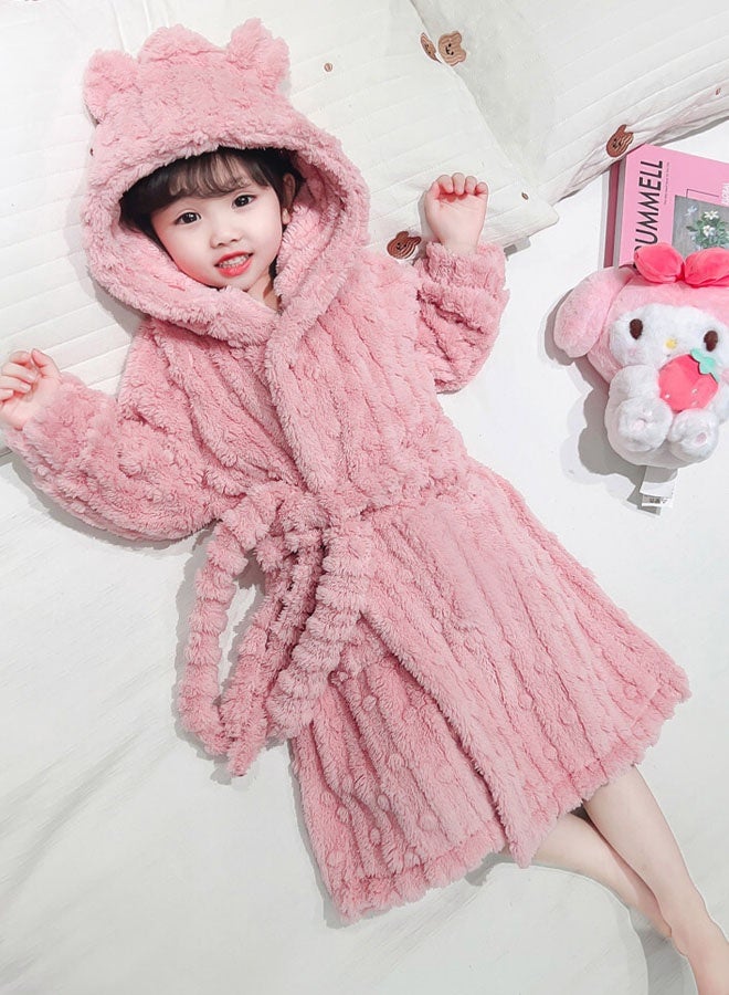 Hanayo Kids Bath Robe Winter Nightgown Cute Bathrobe for Girls & Boys Unisex Bathrobe Long Sleeve Sleepwear Robe Casual Pajamas Perfect for Toddler Everyday Use(Pink,140) - Image 4