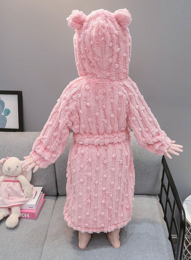 Hanayo Kids Bath Robe Winter Nightgown Cute Bathrobe for Girls & Boys Unisex Bathrobe Long Sleeve Sleepwear Robe Casual Pajamas Perfect for Toddler Everyday Use(Pink,140) - Image 3