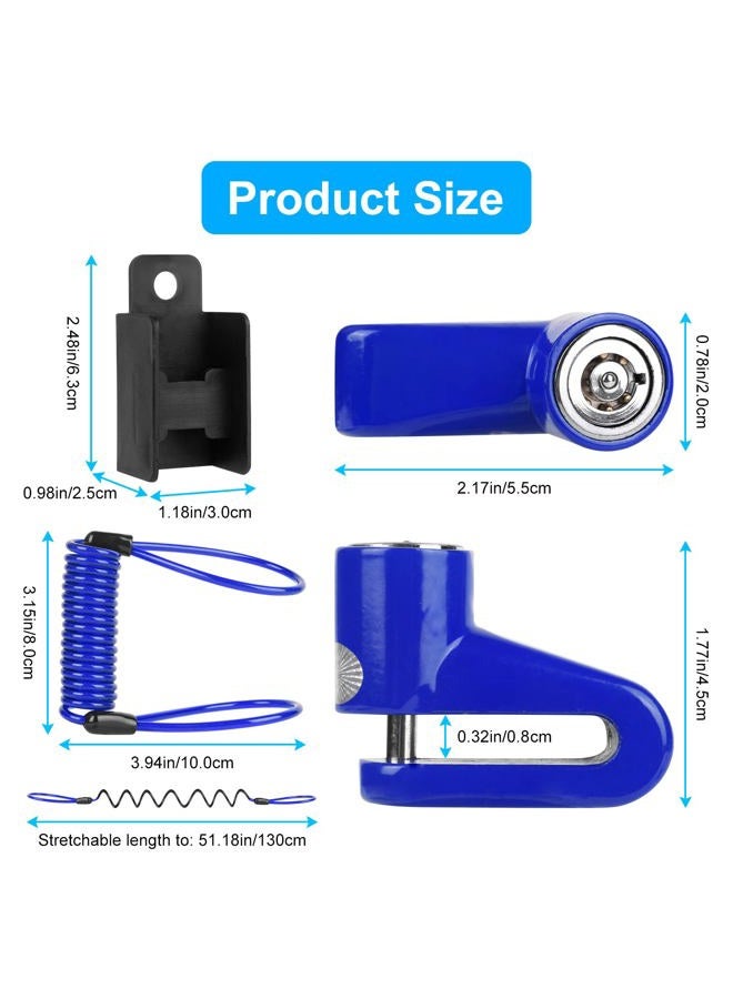 Ainiv Disc Brake Lock, E Scooter Lock Anti-Theft, Cable Bike Lock Waterproof 5FT /12mm Cable with 2 Keys for Scooter, Bike, Electric Bike, Skateboards, Strollers, Lawnmowers with Lock Holders-Blue - Image 2