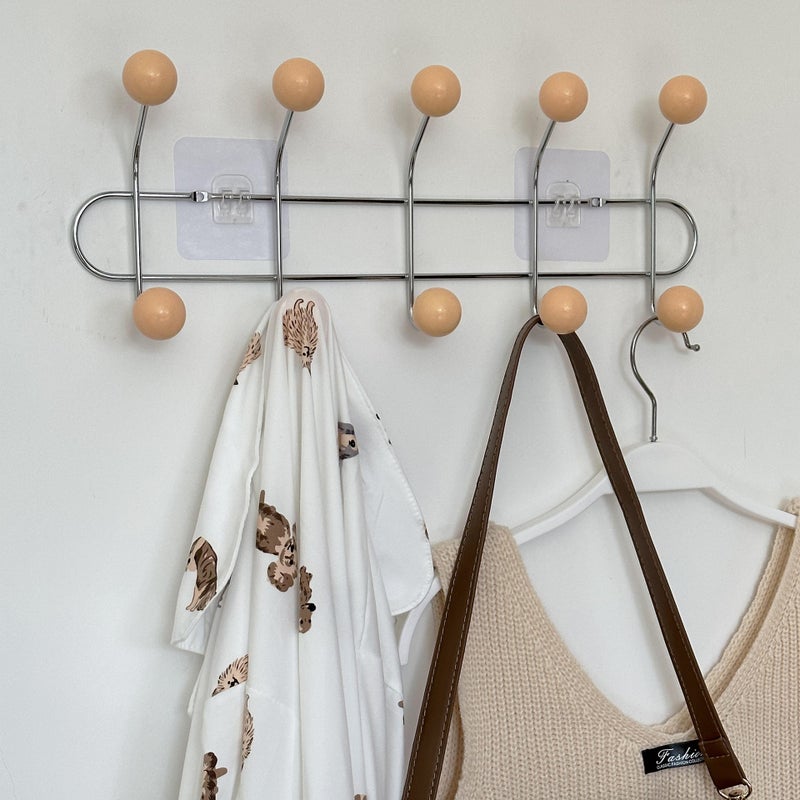 Invisible Wall Hooks Iron Art Organizer Coat Hangers Apricot 5 Hook 