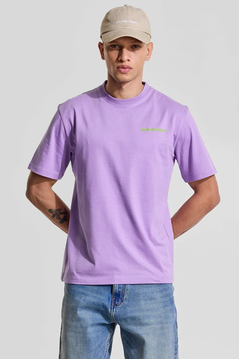 سنيتش Lavender Graphic Half Sleeve Regular Fit Streetwear T-Shirt