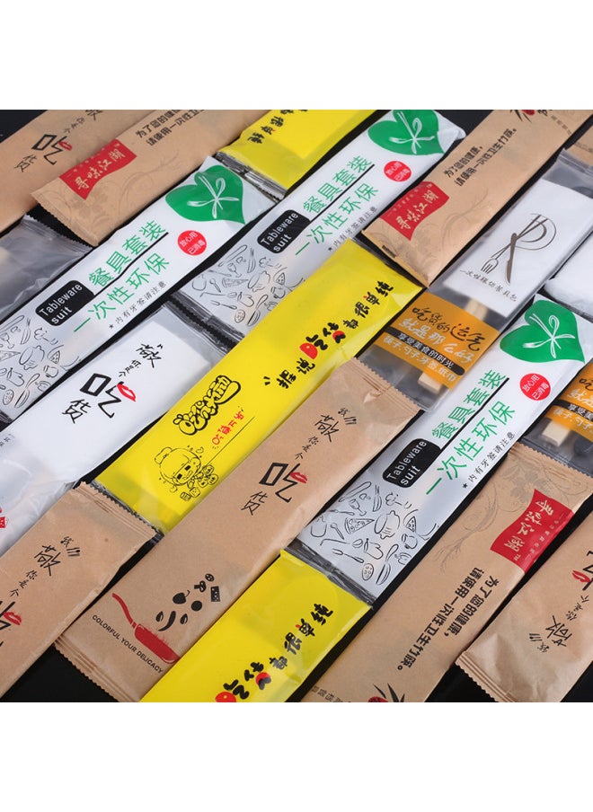 Disposable Chopsticks Card Suit Takeaway Packaging Degradable Chopsticks Spoon Tableware Package Four-in-one Wholesale-Color:It's Time For Dinner (OPP Packaging)-Specifications:Three-piece Set Without Spoon (starting From 10000 Sets)