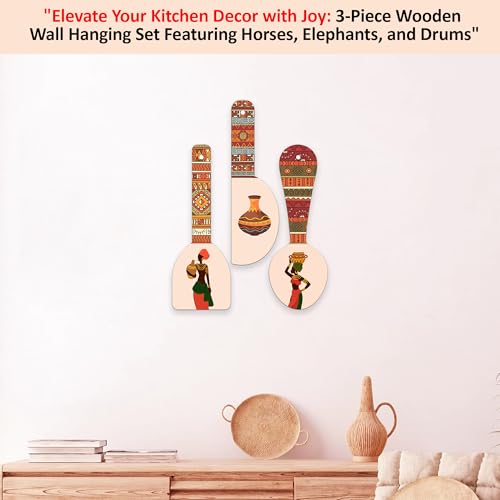 Rousrie Wooden Wall Hanging Decor Items For Kitchen Decoration, Stylish Unique Elegant Designs (Set Of 3) | Kitchen Decor Items For Wall Hanging (Egyptian) - Image 3