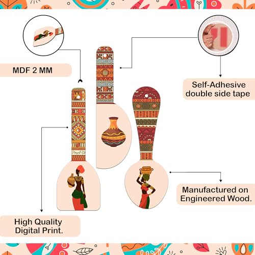 Rousrie Wooden Wall Hanging Decor Items For Kitchen Decoration, Stylish Unique Elegant Designs (Set Of 3) | Kitchen Decor Items For Wall Hanging (Egyptian) - Image 5