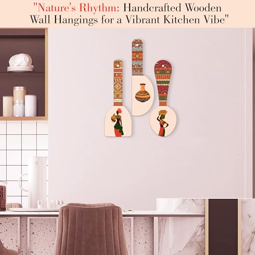 Rousrie Wooden Wall Hanging Decor Items For Kitchen Decoration, Stylish Unique Elegant Designs (Set Of 3) | Kitchen Decor Items For Wall Hanging (Egyptian) - Image 2