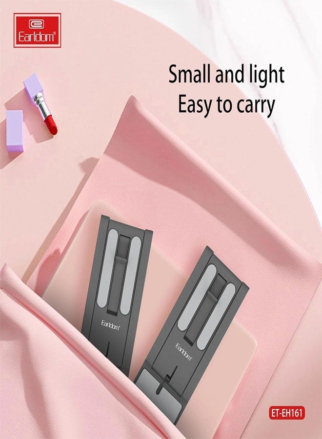 Earldom Mobile Phone Stand Holder Foldable Earldom ET-EH161 Desktop Adjustable Aluminum Alloy Premium Smartphone Stand Foldable With Multi Angle Tablet Stand - Black - Image 4