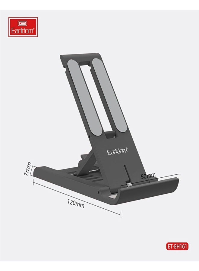 Earldom Mobile Phone Stand Holder Foldable Earldom ET-EH161 Desktop Adjustable Aluminum Alloy Premium Smartphone Stand Foldable With Multi Angle Tablet Stand - Black - Image 2