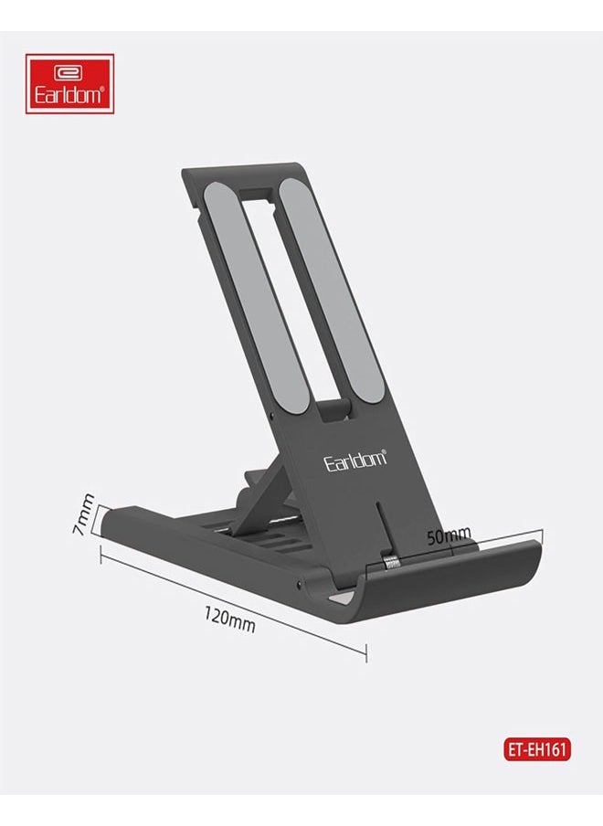 Earldom Mobile Phone Stand Holder Foldable Earldom ET-EH161 Desktop Adjustable Aluminum Alloy Premium Smartphone Stand Foldable With Multi Angle Tablet Stand - Black  - Image 2