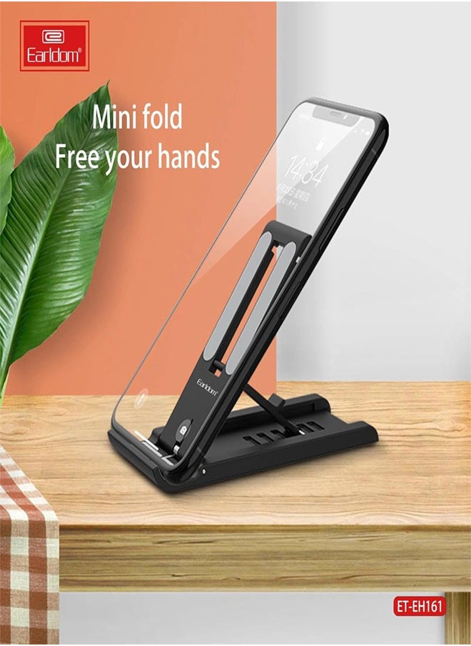 Earldom Mobile Phone Stand Holder Foldable Earldom ET-EH161 Desktop Adjustable Aluminum Alloy Premium Smartphone Stand Foldable With Multi Angle Tablet Stand - Black  - Image 5