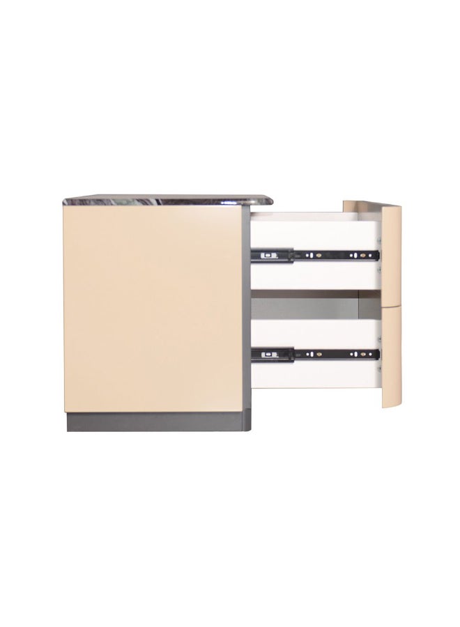 DANUBE HOME طاولة جانبية متعددة الوظائف مع درجين من هانسون - طاولة سرير موفرة للمساحة بتصميم حديث لغرفة النوم L72.5xW65xH115.3cm - رمادي داكن/كاكي - Image 4