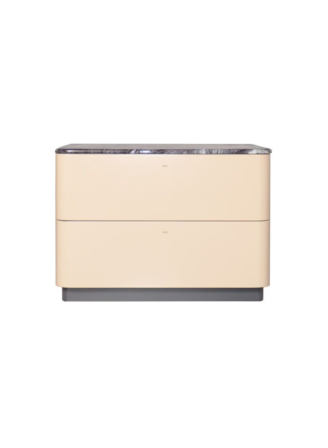 DANUBE HOME طاولة جانبية متعددة الوظائف مع درجين من هانسون - طاولة سرير موفرة للمساحة بتصميم حديث لغرفة النوم L72.5xW65xH115.3cm - رمادي داكن/كاكي - Image 2