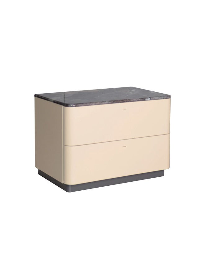 DANUBE HOME طاولة جانبية متعددة الوظائف مع درجين من هانسون - طاولة سرير موفرة للمساحة بتصميم حديث لغرفة النوم L72.5xW65xH115.3cm - رمادي داكن/كاكي - Image 1