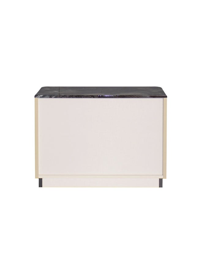 DANUBE HOME طاولة جانبية متعددة الوظائف مع درجين من هانسون - طاولة سرير موفرة للمساحة بتصميم حديث لغرفة النوم L72.5xW65xH115.3cm - رمادي داكن/كاكي - Image 5