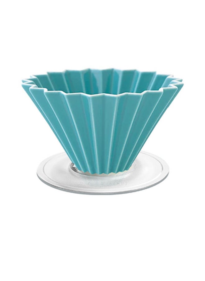 Origami - Ceramic Dripper M with Plastic Holder - Pour Over Coffee Maker - Compatible with VCF-02 and Wave 185 filters - Color Turquoise - Image 1