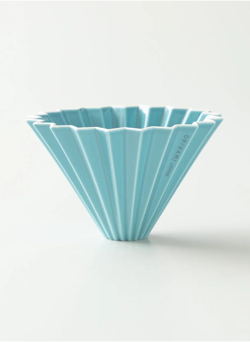 Origami - Ceramic Dripper M with Plastic Holder - Pour Over Coffee Maker - Compatible with VCF-02 and Wave 185 filters - Color Turquoise - Image 1