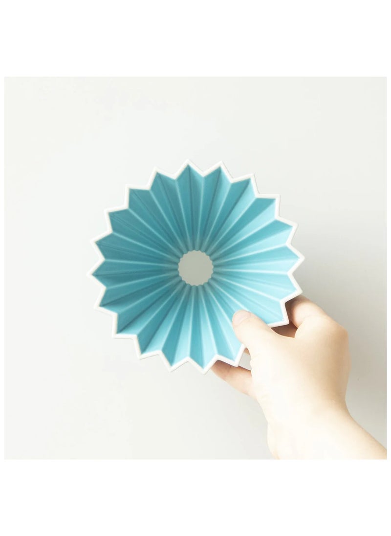 Origami - Ceramic Dripper M with Plastic Holder - Pour Over Coffee Maker - Compatible with VCF-02 and Wave 185 filters - Color Turquoise - Image 1