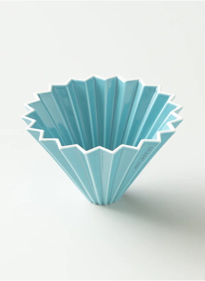 Origami - Ceramic Dripper M with Plastic Holder - Pour Over Coffee Maker - Compatible with VCF-02 and Wave 185 filters - Color Turquoise - Image 1
