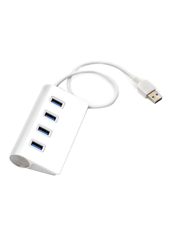 NIBEMINENT 4-Port USB Hub Silver/White - Image 1