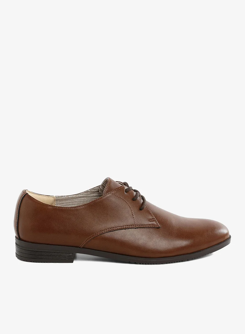 London Rag Men's Minimalist Derby Shoes in Dark Brown