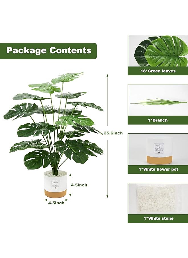 erorex 26 Inch Fake Plants Large Tropical Palm Tree Artificial Monstera Faux Plant Tree With Pot For Home Office Living Room Decor Indoor  - Image 2