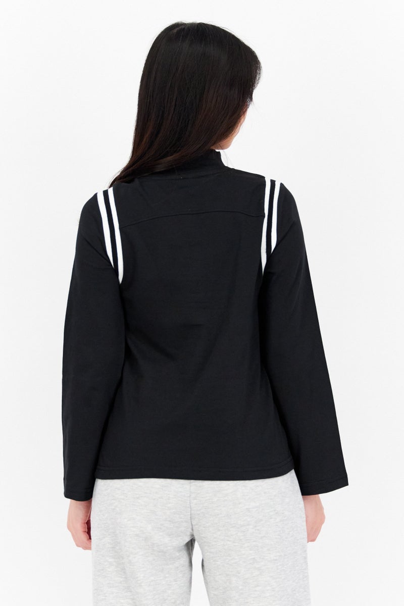 Women Sportswear Fit Brand Logo Outdoor Tops, Black