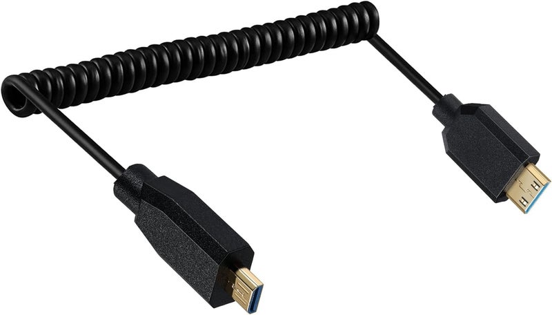 كابل HDMI فائق النحافة من نوع Disscool، ملتوي وعالي السرعة، محول من موصل Micro HDMI ذكر من نوع D إلى موصل Mini HDMI ذكر من نوع C، مرن ويحتوي على نابض، يدعم دقات 2.1V 8K@60Hz و4K@120Hz، مناسب للكاميرات والشاشات (من نوع M إلى M) - Image 2