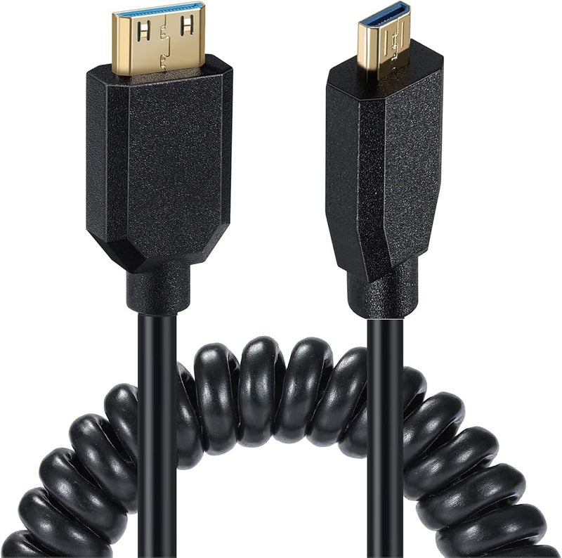 كابل HDMI فائق النحافة من نوع Disscool، ملتوي وعالي السرعة، محول من موصل Micro HDMI ذكر من نوع D إلى موصل Mini HDMI ذكر من نوع C، مرن ويحتوي على نابض، يدعم دقات 2.1V 8K@60Hz و4K@120Hz، مناسب للكاميرات والشاشات (من نوع M إلى M) - Image 4