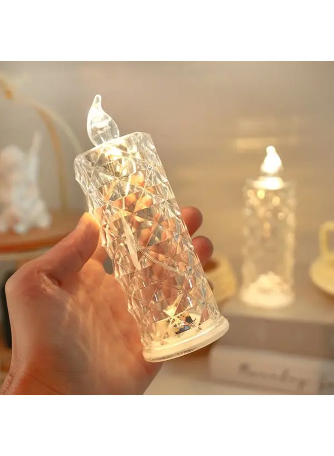 6 قطع من الشموع LED بدون لهب بتصميم بلوري مقطع تعمل بالبطارية مع وميض متألق لديكور المنزل الرومانسي - Image 1