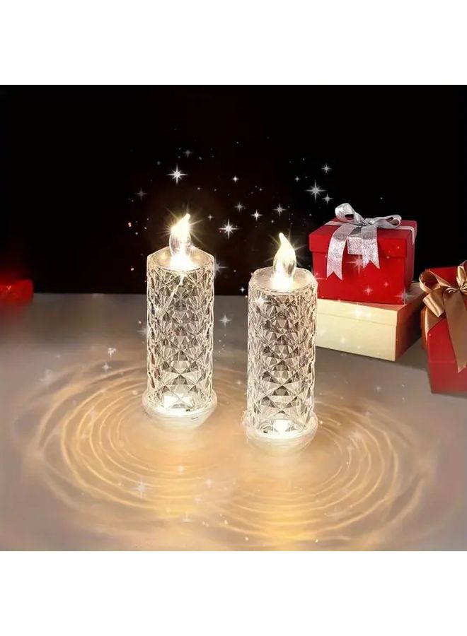 6 قطع من الشموع LED بدون لهب بتصميم بلوري مقطع تعمل بالبطارية مع وميض متألق لديكور المنزل الرومانسي - Image 4
