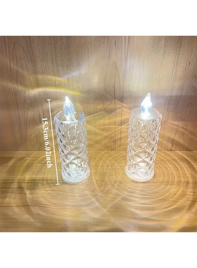 6 قطع من الشموع LED بدون لهب بتصميم بلوري مقطع تعمل بالبطارية مع وميض متألق لديكور المنزل الرومانسي - Image 2