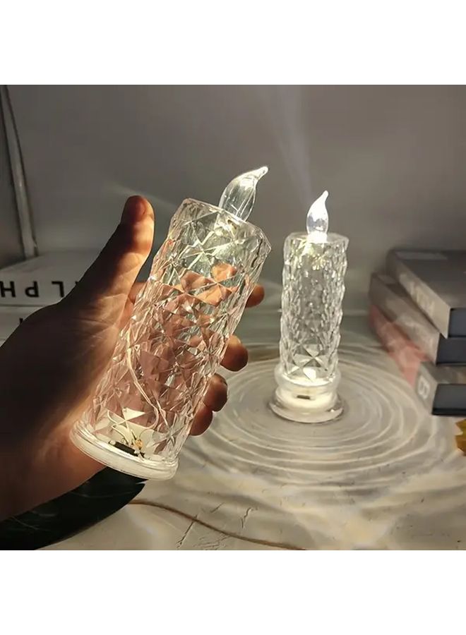 6 قطع من الشموع LED بدون لهب بتصميم بلوري مقطع تعمل بالبطارية مع وميض متألق لديكور المنزل الرومانسي - Image 3