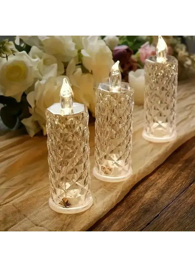 6 قطع من الشموع LED بدون لهب بتصميم بلوري مقطع تعمل بالبطارية مع وميض متألق لديكور المنزل الرومانسي - Image 5