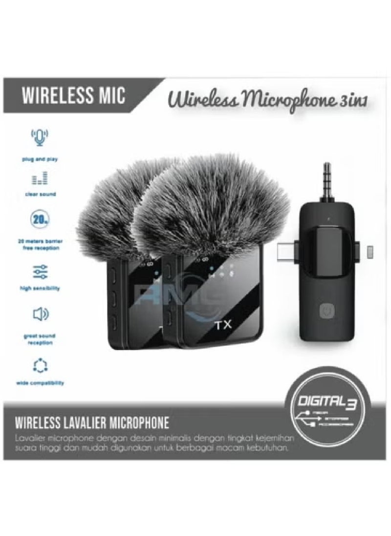 LIXES - 3-in-1 Wireless Lavalier Microphone for Live Video Recording – F11-2, High-Quality Lapel Mic for Smartphone, Camera & Computer, Clear Audio for Vlogging, Interviews, and Content Creation - Image 1