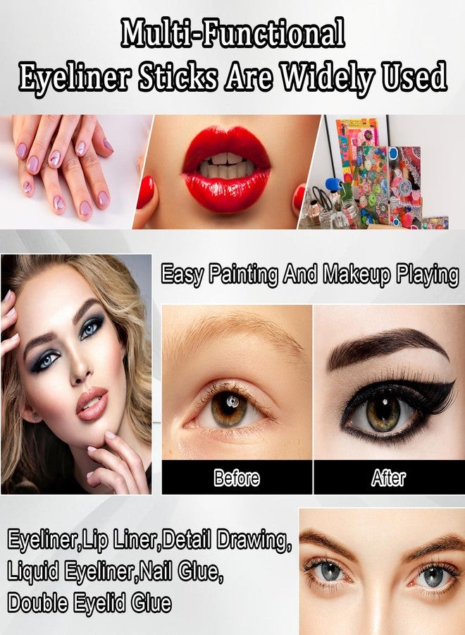 cobee 100 Pcs Disposable Eyeliner Brush Set, Cosmetic Eye Liner Applicator Ultra-fine Point Eyelash Brush Wands Cosmetic Makeup Tool for Lip Liners Eyelashes Detail Painting - Image 5