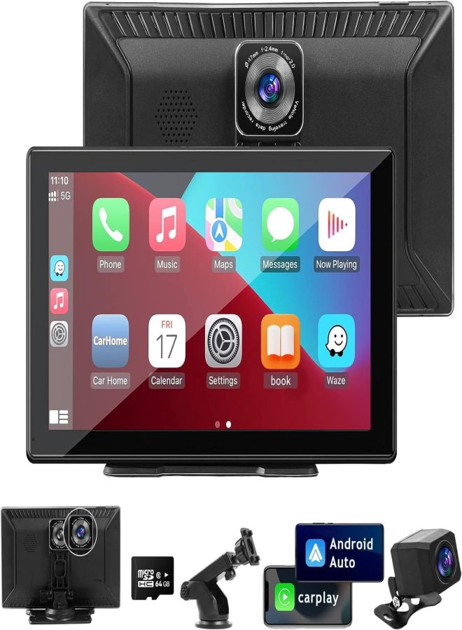 9" Car Stereo Radio Audio Wireless Apple Carplay Android Auto Dash Cam GPS Car Video Camera - Image 1