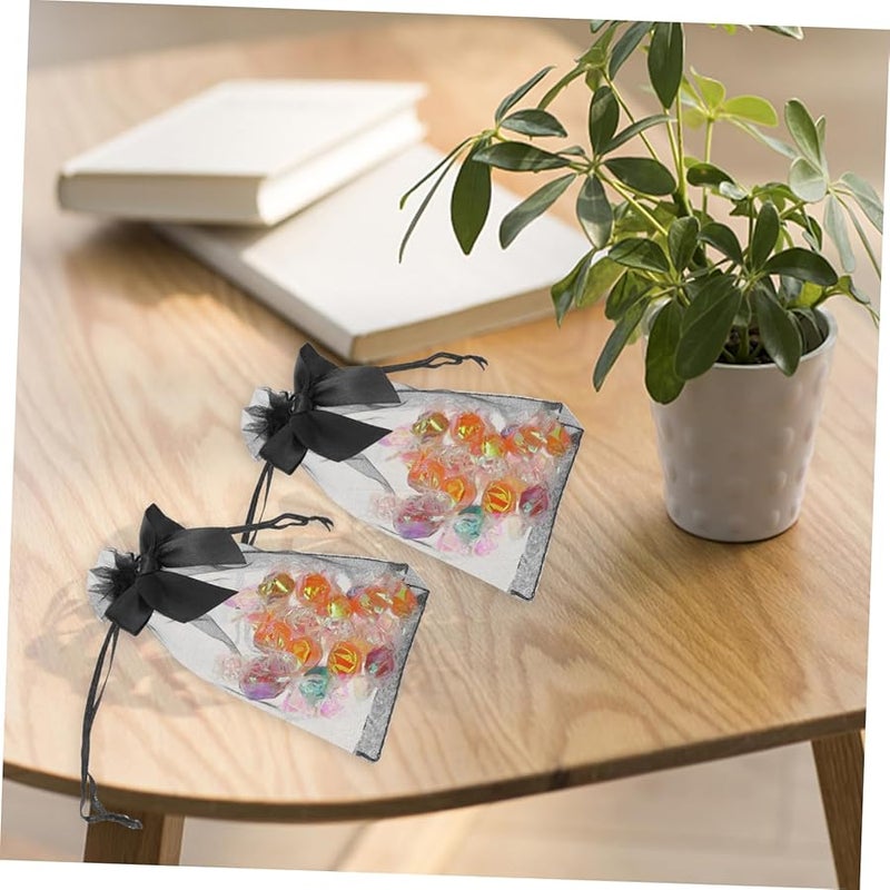 Safigle 10Pcs White Organza Bags Drawstring Pouches For Candy Jewelry Wedding Party Favors - Image 5