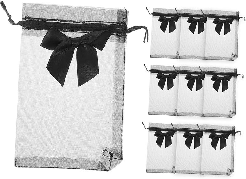 Safigle 10Pcs White Organza Bags Drawstring Pouches For Candy Jewelry Wedding Party Favors - Image 2