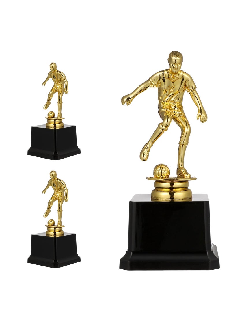 Excefore Gold Soccer Trophy, 3 Pcs Small Gold Soccer Trophies for Team Award Ceremonies, Championship Games, Sports Competitions, Athlete Trophy Cup for Team Award Ceremonies (7.5*7.5*16.5 cm) - Image 1