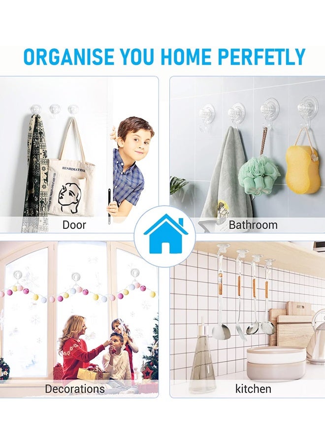 4 Pack Suction Cup Hooks, Multi-Purpose Clear Shower Suction Hooks Waterproof for Bathroom, Window, Towel, Shower Wall, Tile, Glass Door, Camper - Image 5